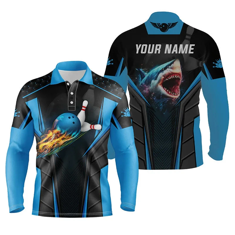 

Mens Bowling 3D Printed Long Sleeve Polo Shirt Personalization Custom Name Team Name T Shirts Fashion Loose Sports Team Uniform
