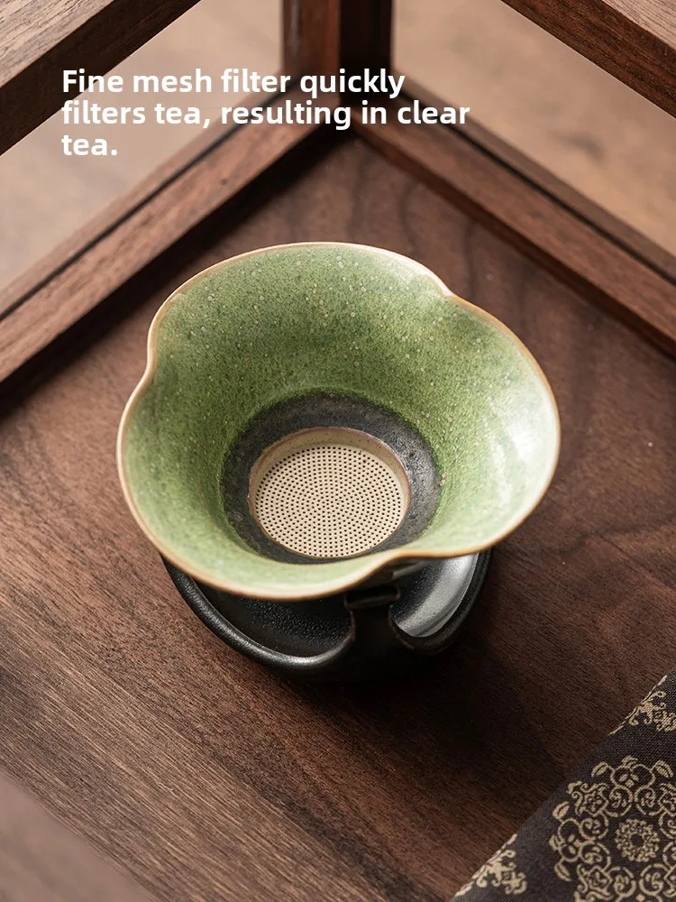ShuangYu Ceramics High-End Gongfu Tea Set Accessories One-Piece Kiln-Varied Ceramic Tea Strainer Filter for Home Use