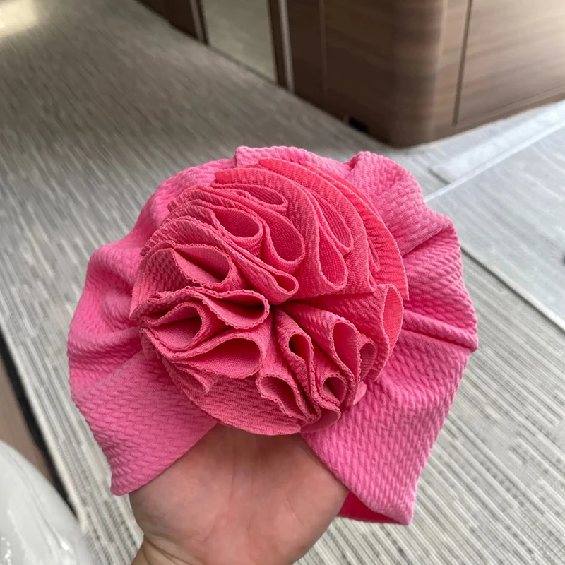 Lovely Flower Baby Girl Hat Toddler Headwraps Solid Color Baby Turban Cap Elastic Beanies Bonnet for Girls Hair Accessories