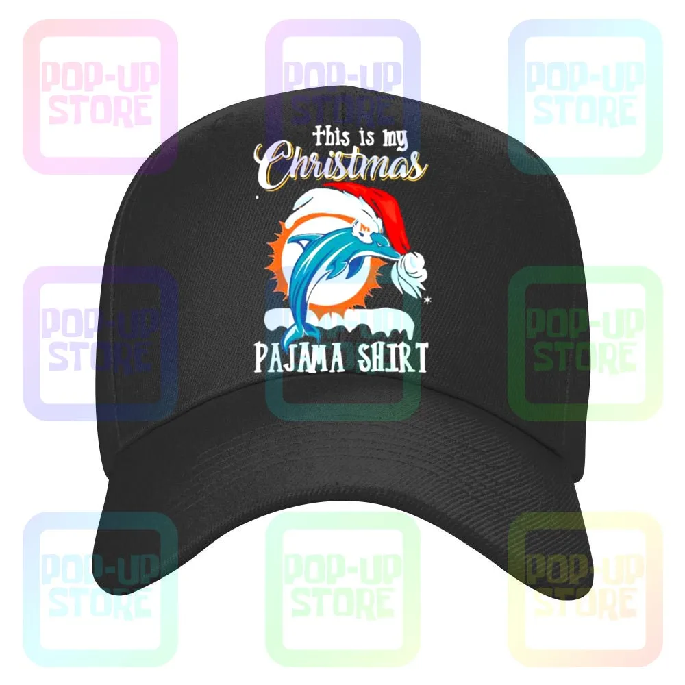 This Is My Christmas Pajama Dolphins Miami Hat Santa Caps Baseball Cap