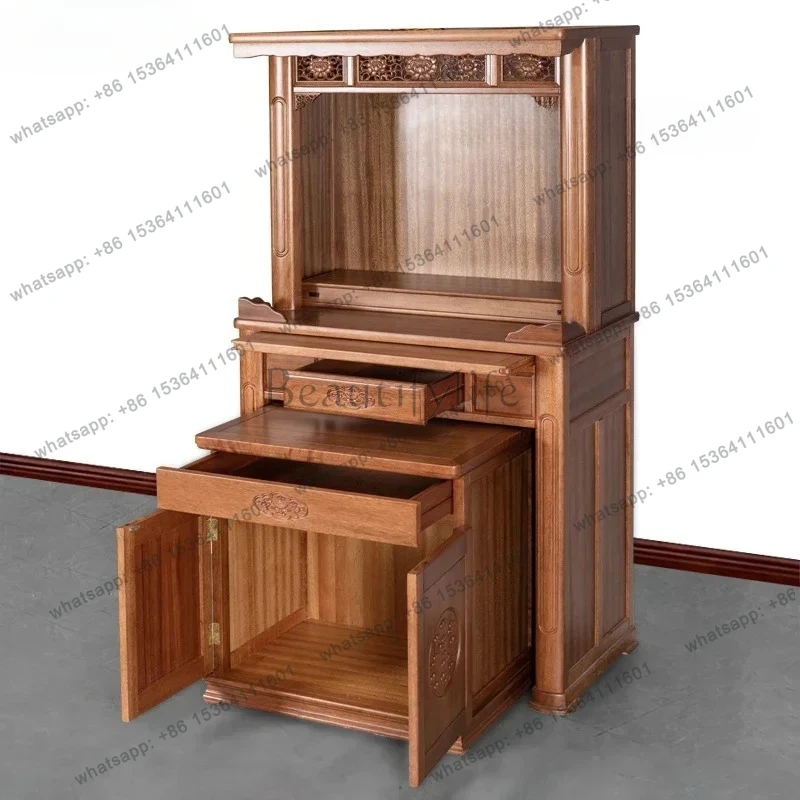 

46Solid wood shrine New Chinese vertical cabinet Household Buddha offering cabinet Shrine light luxury shrine cabinet