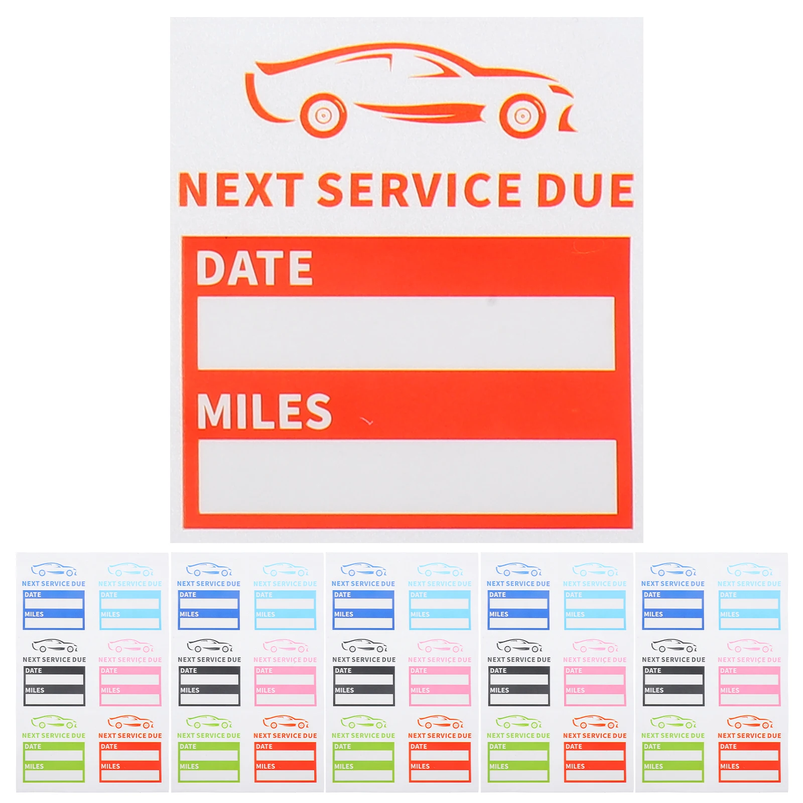10 Sheets Service Due Stickers Reusable Oil Change Tags Waterproof PET Windshield Reminders Car Motorcycle Labels Static