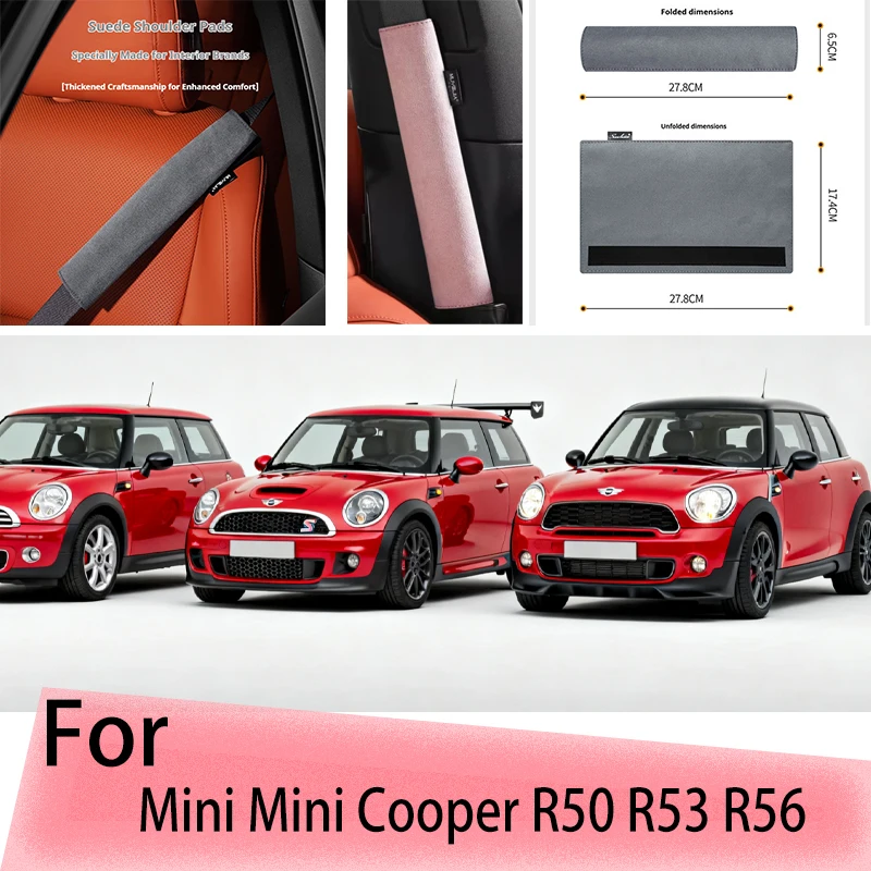 

For Mini Cooper R50 R53 R56 Car seat belt protector suitable all seasons, made of suede fabric, Automotive interior supplies