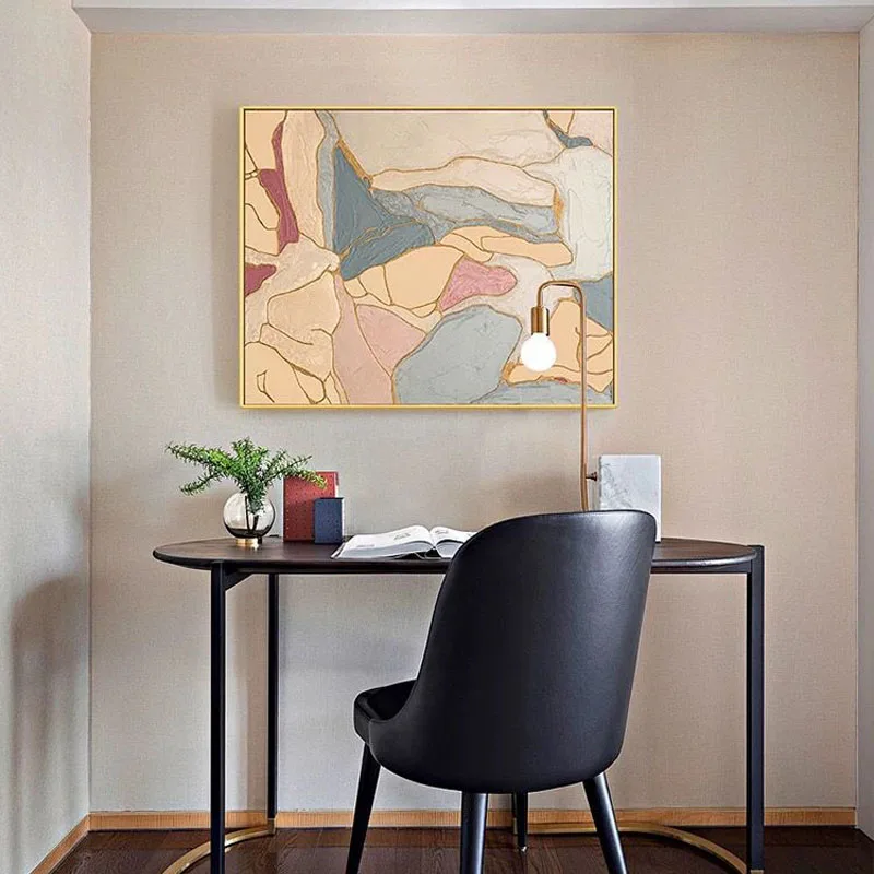 Color Abstract Art Pure Hand Drawn Oil Painting of Homestay and Hotel Room Sofa Background Wall Hanging Painting Corridor Mural