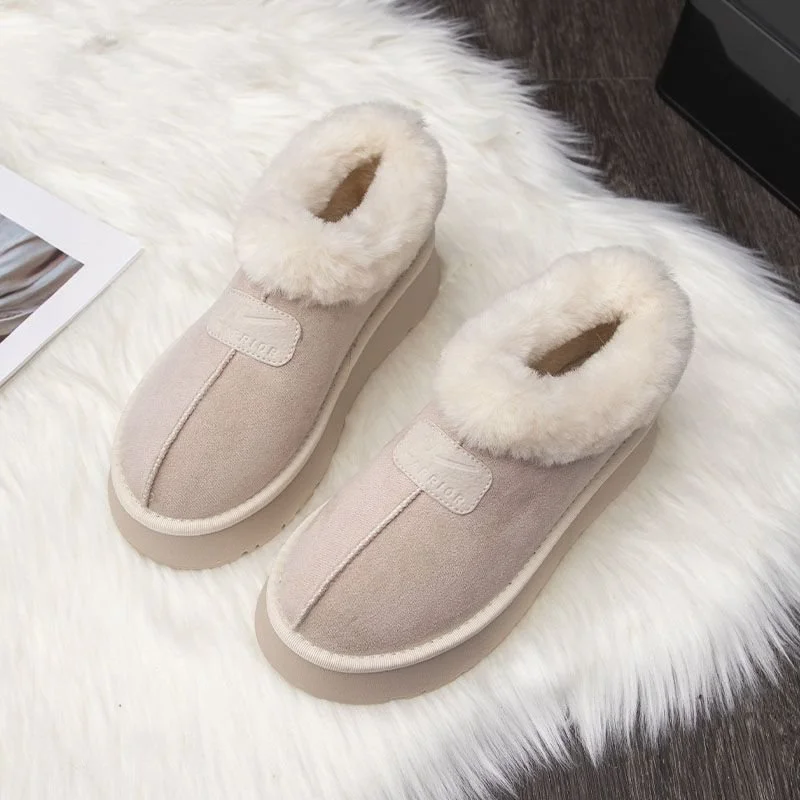 Snow boots women\'s 2024 winter new fur one padded cotton shoes thickened warm Northeast bread shoes