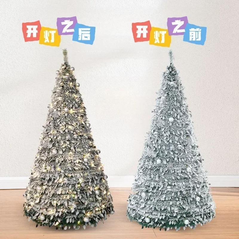 High-end retractable folding Christmas tree with ornaments 1.5/1. 8/2.1 Christmas shopping mall ornaments