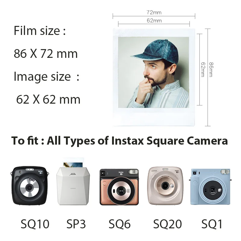 Fujifilm Instax Square Film White Edge Films Photo Paper for Instax SQ20/10/6/1 Instant Camera SP-3 Printer Instant Camera