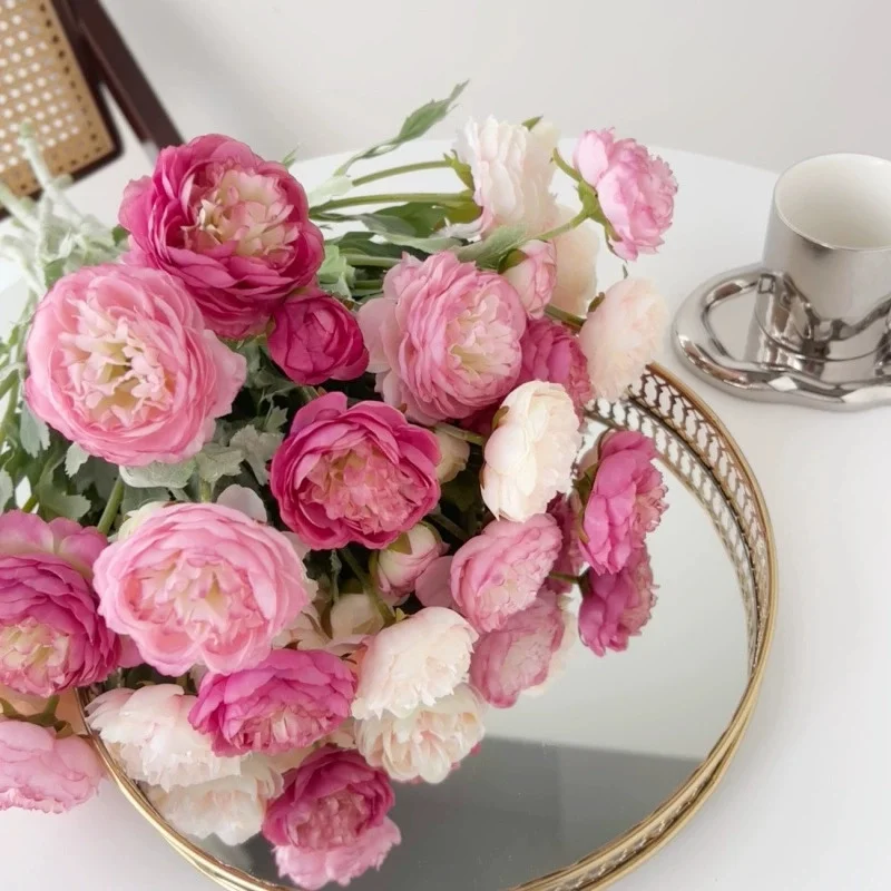 3-Köpfiger Künstlicher Pfingstrosenstrauß, Seidenblumen, Kunstblumen für Hochzeiten, Heimdekoration, Partys und Festivals – Detail 1