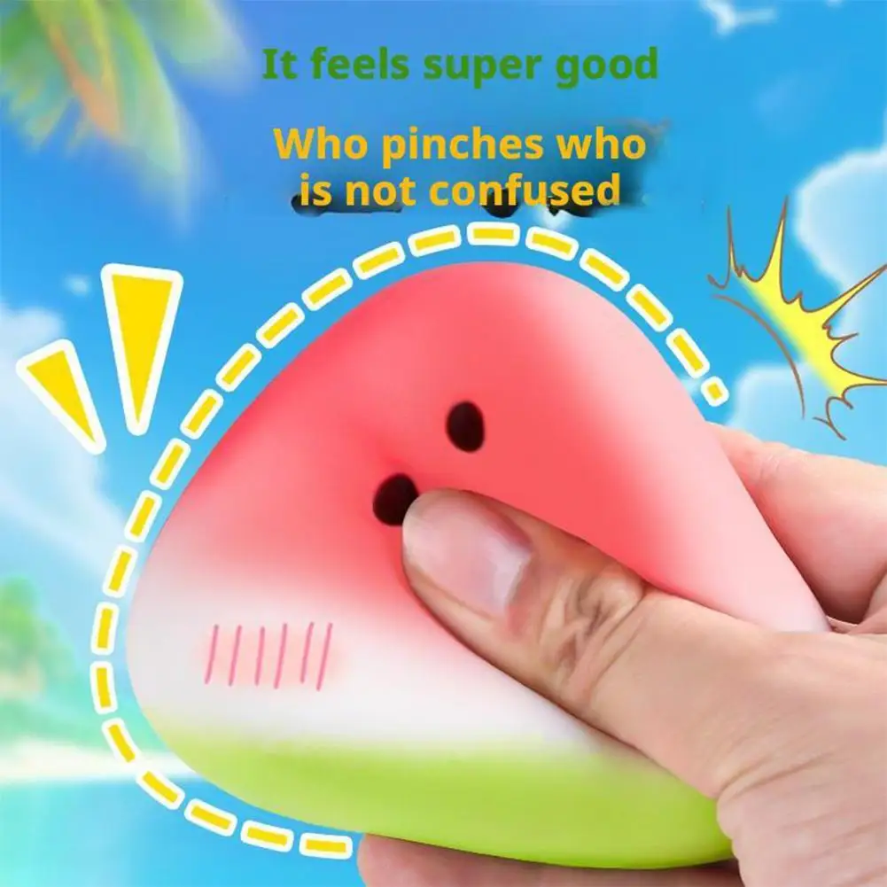 Summer Watermelon Squishy Toy Soft Slow Rebound PU Stress Relief Squeeze Toy Cute Realistic Fruit Decompression Fidget Toy