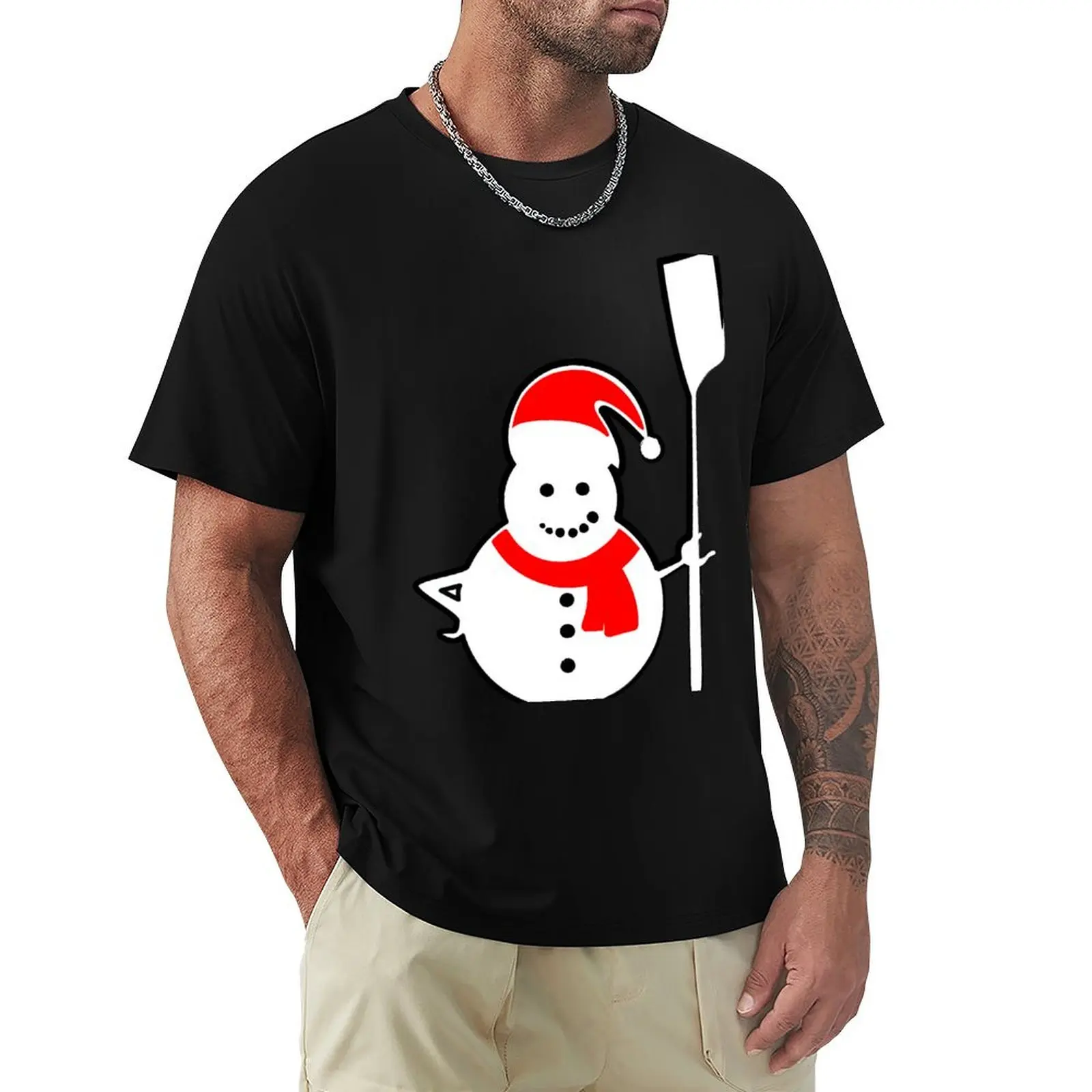 

Rowing Santa Snowman T-Shirt vintage plain summer shirt cute tops heavyweight t shirts for men
