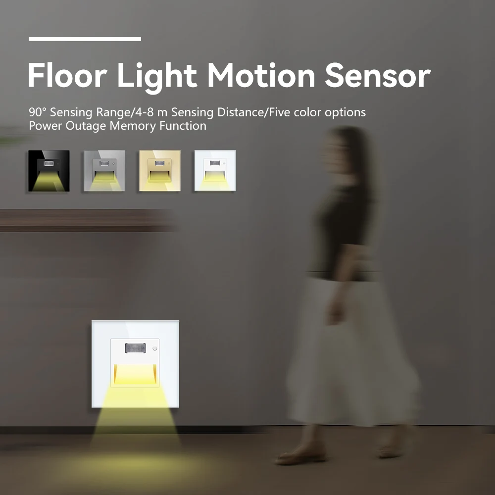 TAWOIA-Luz LED con Sensor PIR para escalera, lámpara de pared de inducción de movimiento, empotrada, CA 110V-240V