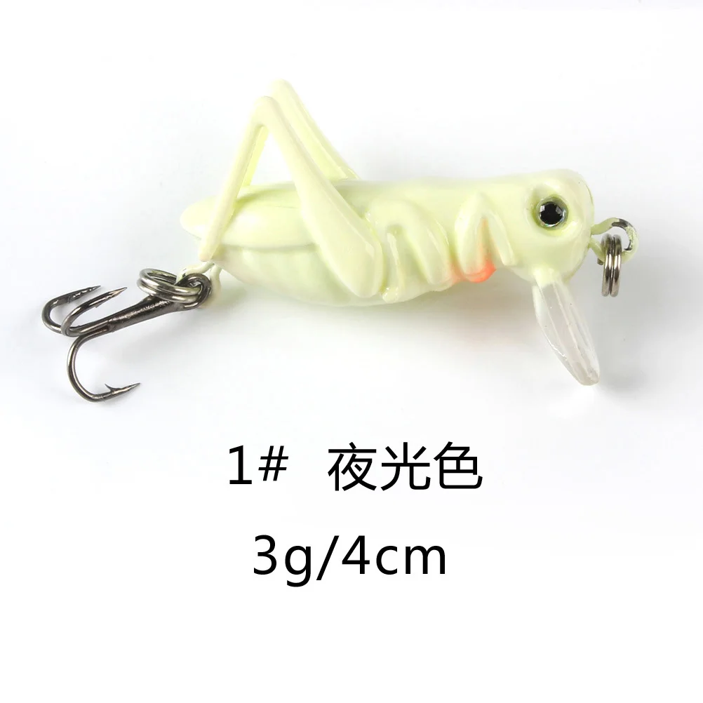 5 Pcs Bait Simulation Grasshopper Road Sub-bait Freshwater Hard Bait Fake Bait Fishing Lures Luminous Color Green Black Yellow G