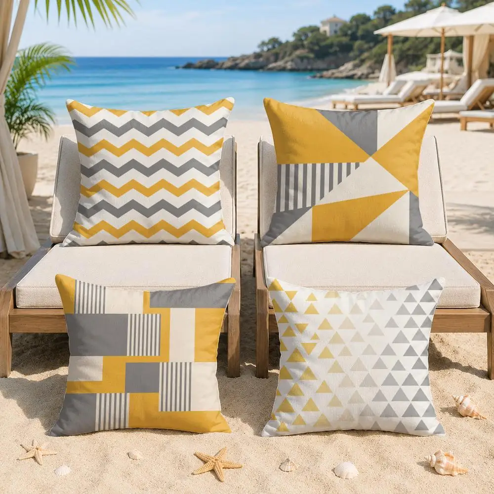Nordic Geometric Style Print Cushion Cover Silky Short Plush Invisible Zipper Dustproof Sofa Pillow Case For Home Decor