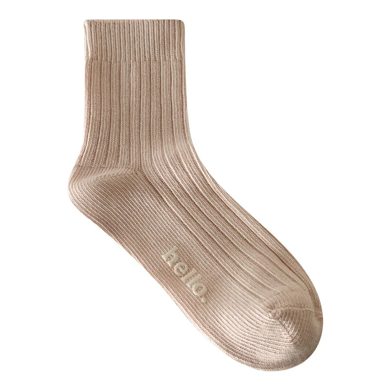 CHAOZHU Korea Japanese Hot Stamping Hello Printing Toe Rib Cotton Women Casual Spring Summer 2023 New Socks