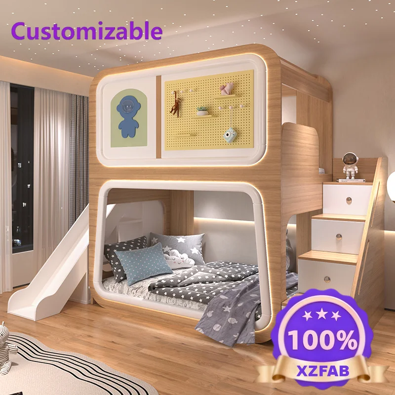 Factory Direct 2026 Space capsule children's bed bunk bed upper and lower  castle tree house hole board 2024 new second floor