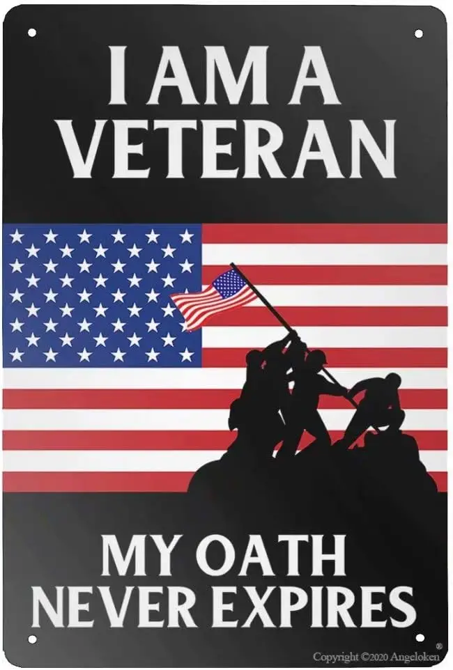 Retro Metal Sign Vintage I Am A Veteran Sign for Plaque Poster Cafe Wall Art Sign Gift 8 X 12 INCH sign