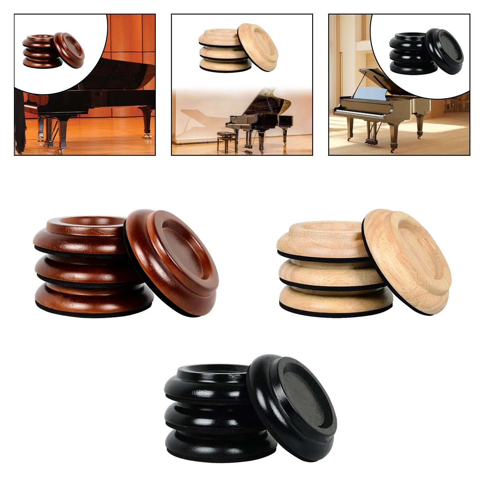 

Wooden Piano Leg Pads Non Slip Caster Cups Floor Protectors Upright Piano Coasters for Living Room Hardwood Floor