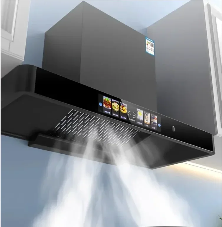 

220V Haotaitai T-type home kitchen top suction range hood self-cleaning European-style high suction range hood AF