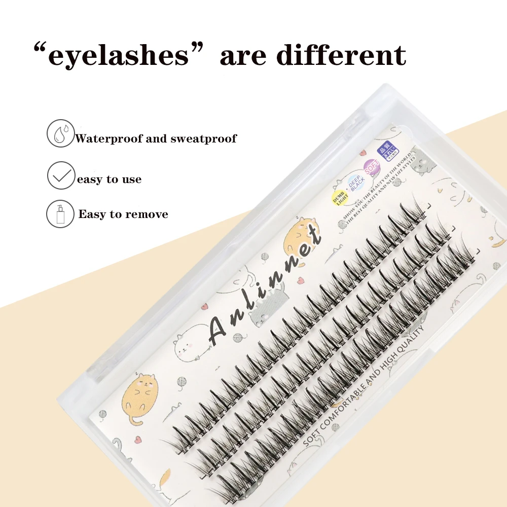 Anlinnet Egirl Sandwich False Eyelashes Natural Thick A-type Fishtail Fairy Hair Self-adhesive False Eyelashes Comic Eyelashes