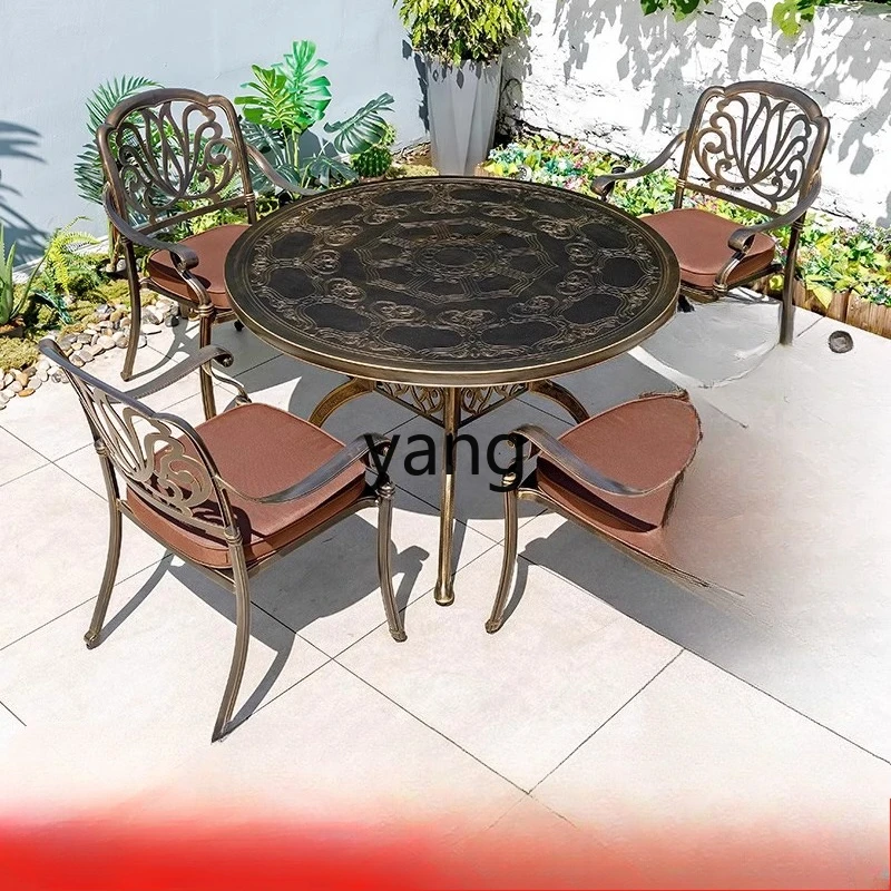 

LH outdoor table and chair set courtyard garden cast aluminum dining table and chair combination
