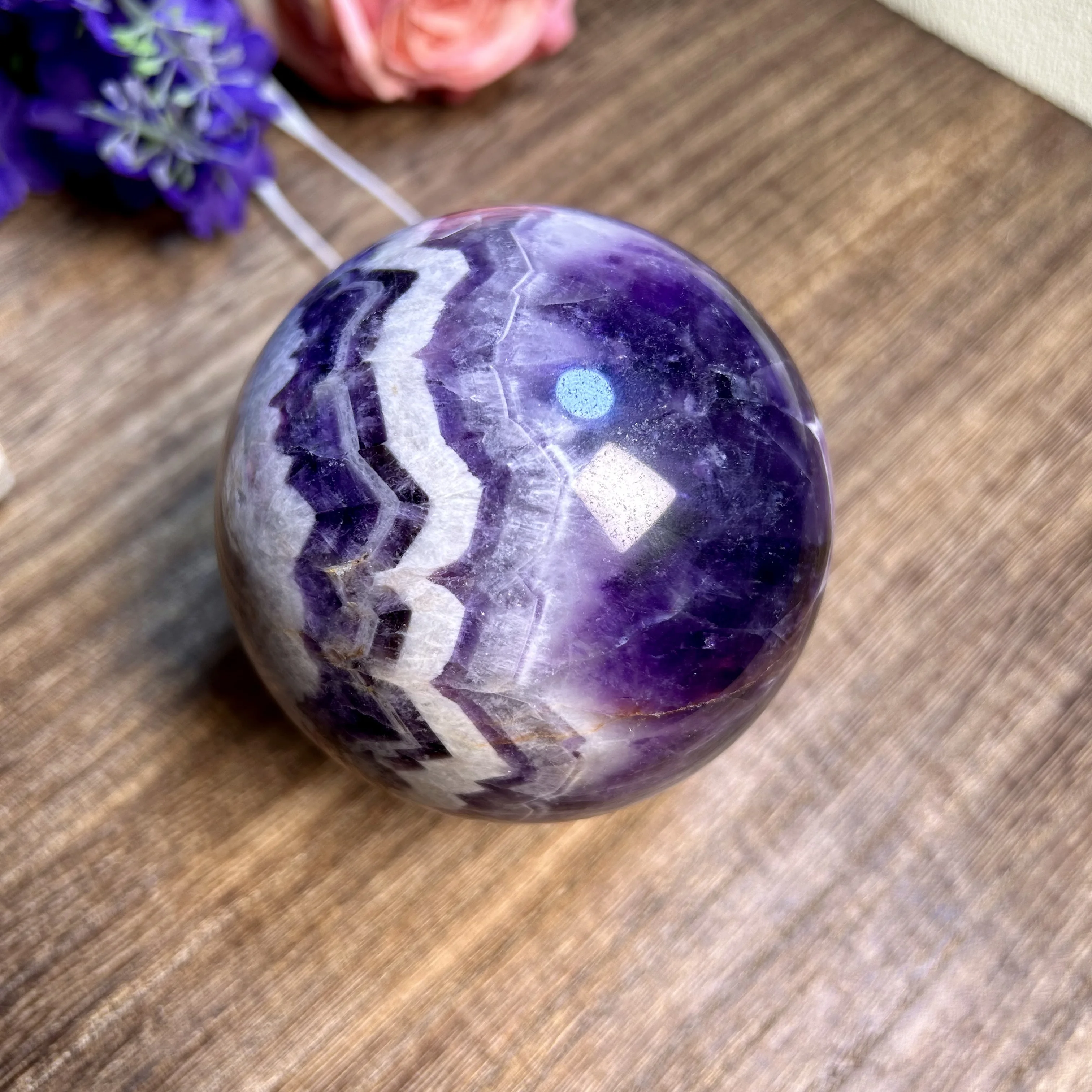 

Natural Dream Amethyst Quartz Crystal Sphere Reiki Healing Home Decor Crystal Crafts 760g 81mm 1th