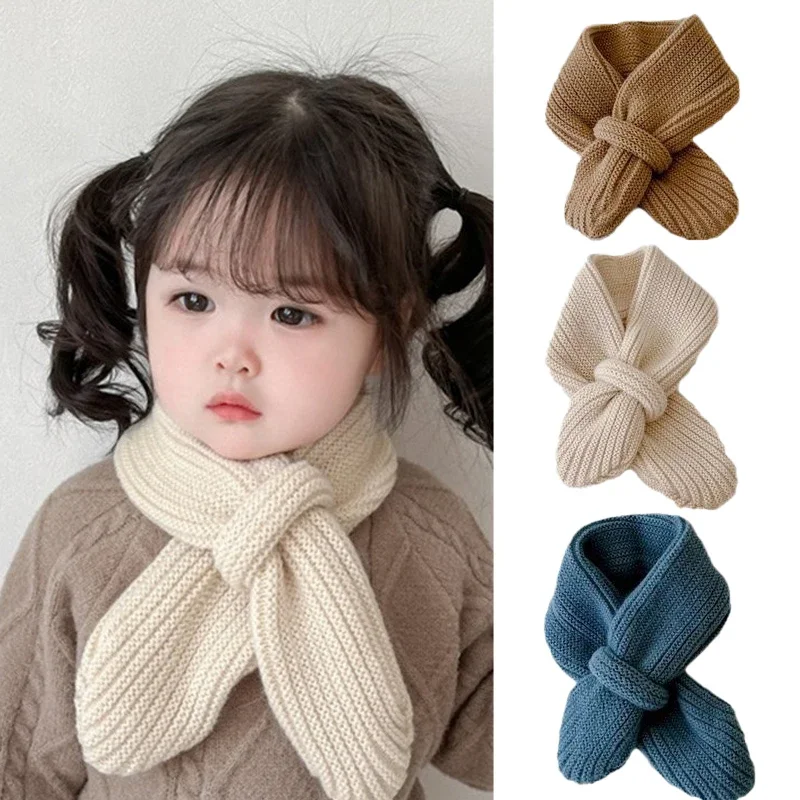 Korean Style Candy Color Baby Winter Scarf Autumn Winter Warm Scarves Toddler Boy GirlWool Knitted Scarves For Kids Warm Scarf