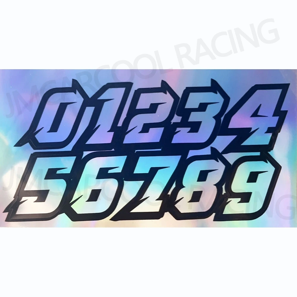Adesivos de Corrida para Motocicleta 1PC Número 0123456789 DIY Refletivos Arco-Íris para Capacete e Estilização de Carros