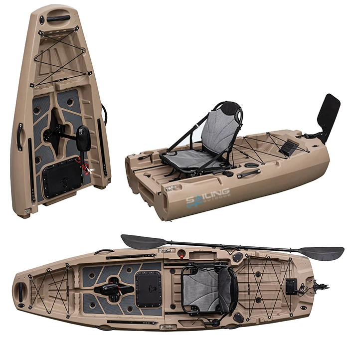 10ft Modular, Detachable, Foldable Fishing Kayak With Pedals Suited for Electric Motor 3