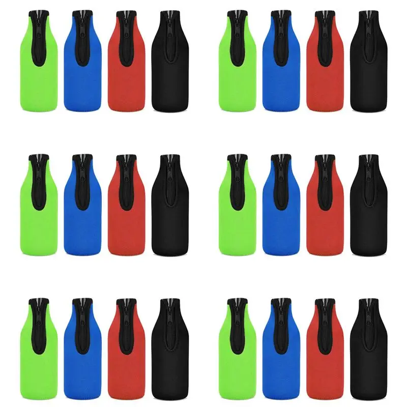 

ABWR-24 Pack Beer Bottle Insulator Sleeve Keep Drink Cold,Zip-Up Bottle Jackets,Beer Bottle Cooler Sleeves,Neoprene Cover