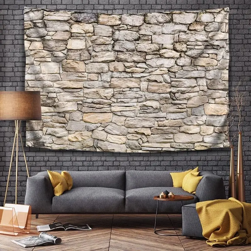 VIKAMA Ins Retro Stone Wall Texture Tapestry, Nordic Industrial Style Living Room And Bedroom Background Fabric For Home Decor