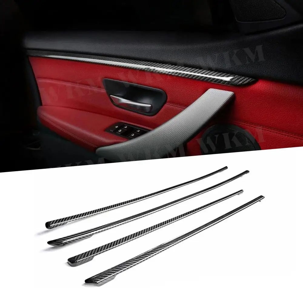 For BMW 4 Series  F36 2012-2016 Sedan Door Handle Frame Trim Strip 4Pcs/Set Dry Carbon Fiber FRP Car Interir Protect Decoration