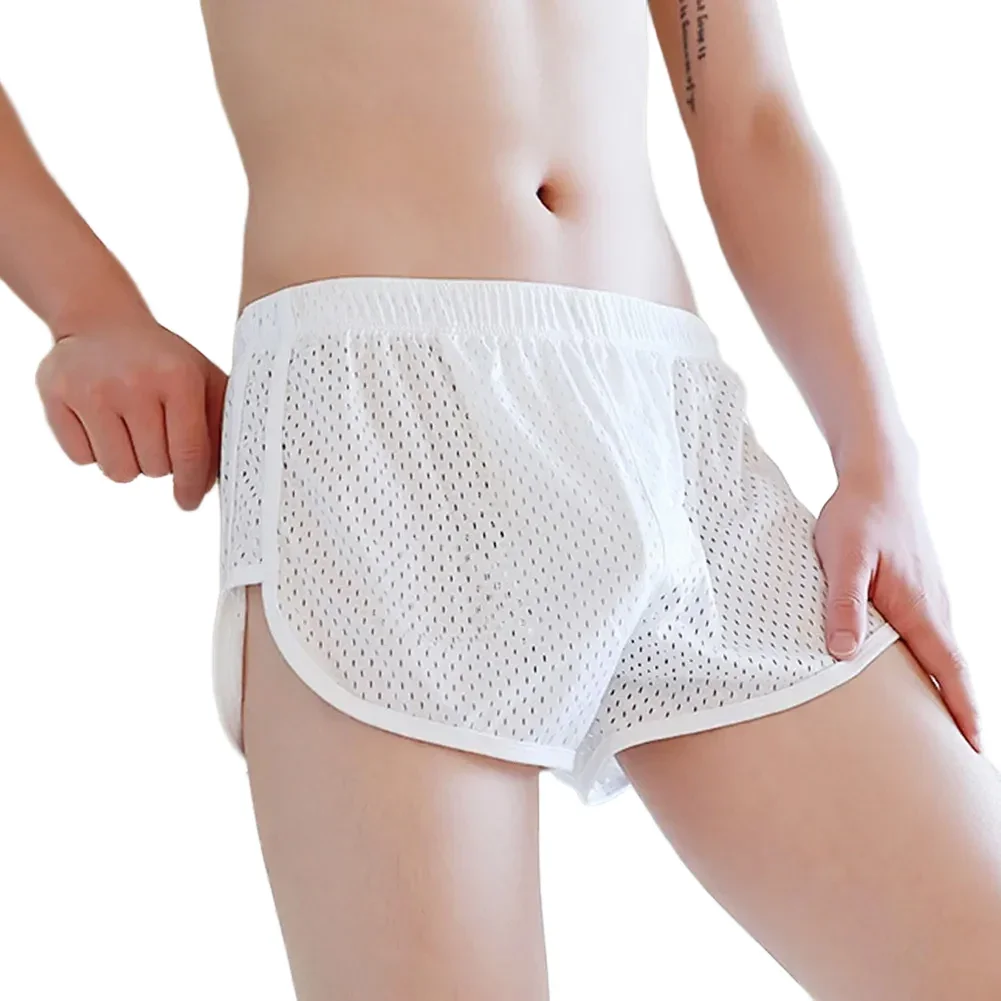 Mesh Fitness Shorts For Men Boxer Fitness Trunks Breathable Trunks 80 Polyester 20 Spandex Classic Style Home Wear
