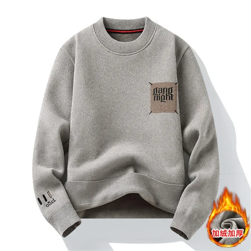 Plush Warmer Sweaters For Men Thickened Tops Korean Version Autumn Winter Clothes Trend Yong Bottom Insulation Youth Pullovers