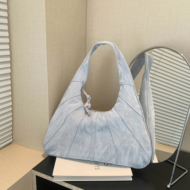 Bolsos de hombro de PU con patrón oscuro para mujer, bolsos de axila de alta calidad con cremallera de gran capacidad, Tote versátil informal, 2024