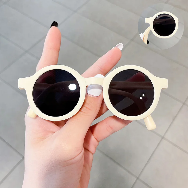 

New Trend Fashion Cute Children's Sunglasses Luxury Frosted Sun Glasses Portable Folding Round Glasses Baby Eyeglasses for Kids