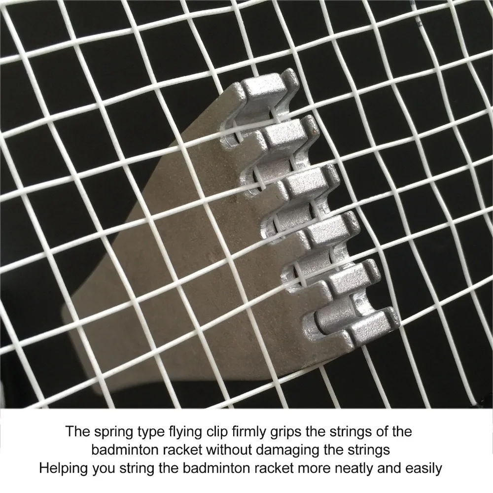 Aluminum Alloy Badminton Starting Clamp Spring Loaded Compact Size Stringing Clamp Five Tooth Grip Silver Finish