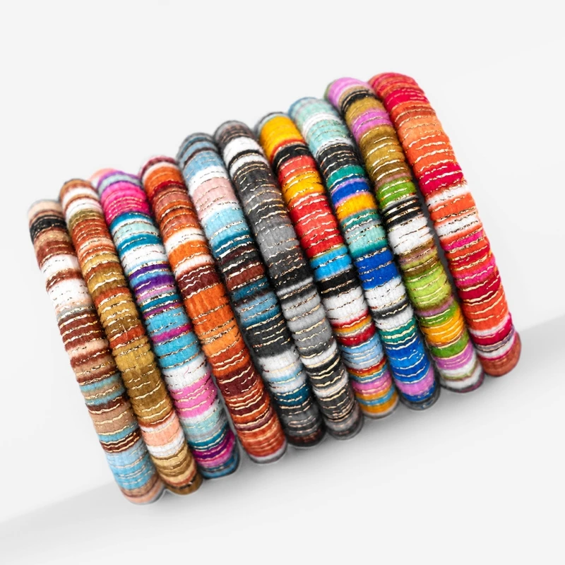 مجموعة أساور منسوجة بوهيمية مكونة من 8 قطع، سوار ركوب الأمواج من القماش الملون المختلط للرجال والنساء