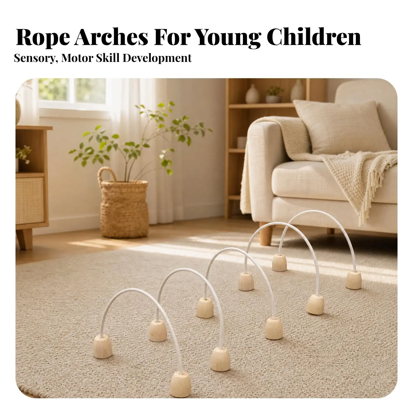 Youth Training Goal Arch Set 5 Arches Wood Base Rope Design for Obstacle Courses Agility Drills and Creative Play