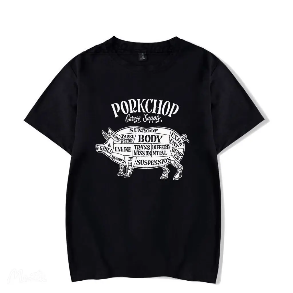 T-shirt court décontracté pour hommes et femmes, Porkchop Garage Shakira, Rock Roll Spring Ropa zones bre, Vintage Streetwear