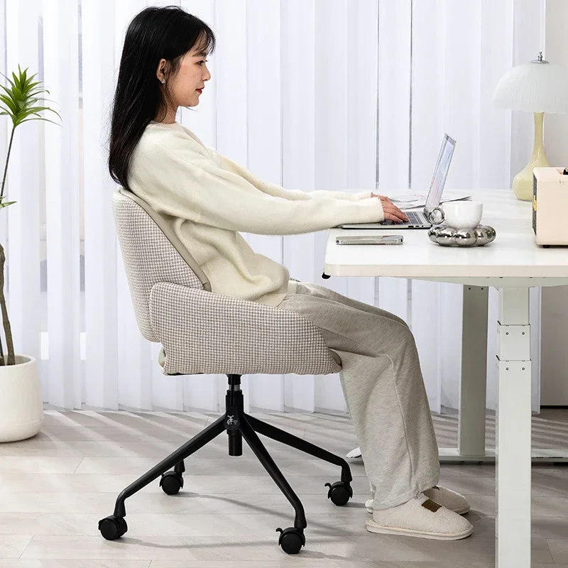 Chaise de salle à manger blanche en cuir avancé, bureau, maison, roulettes rotatives pour étudiants, meubles de Pc de Gamer inclinables individuels