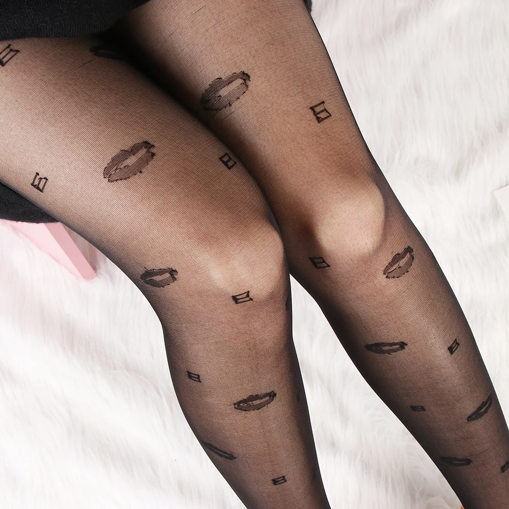 Sexy Damen-Strümpfe mit Punktmuster, Seidenstrümpfe, dünne Vintage-Strümpfe mit Tattoo-Optik, transparente Oberschenkelstrümpfe, elastische Damenstrümpfe, Mädchenstrumpfhosen