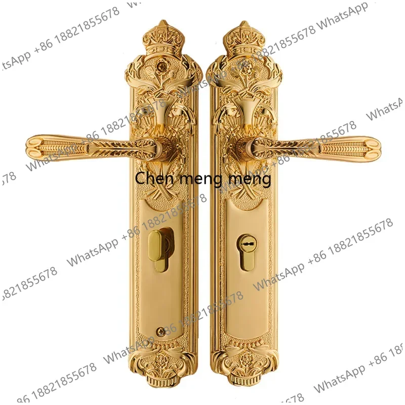 

Luxury Brass Gate Lock Europen Entrance Door Locks Golden Handle Lockset Bedroom Security Locksets Multi Color for Option