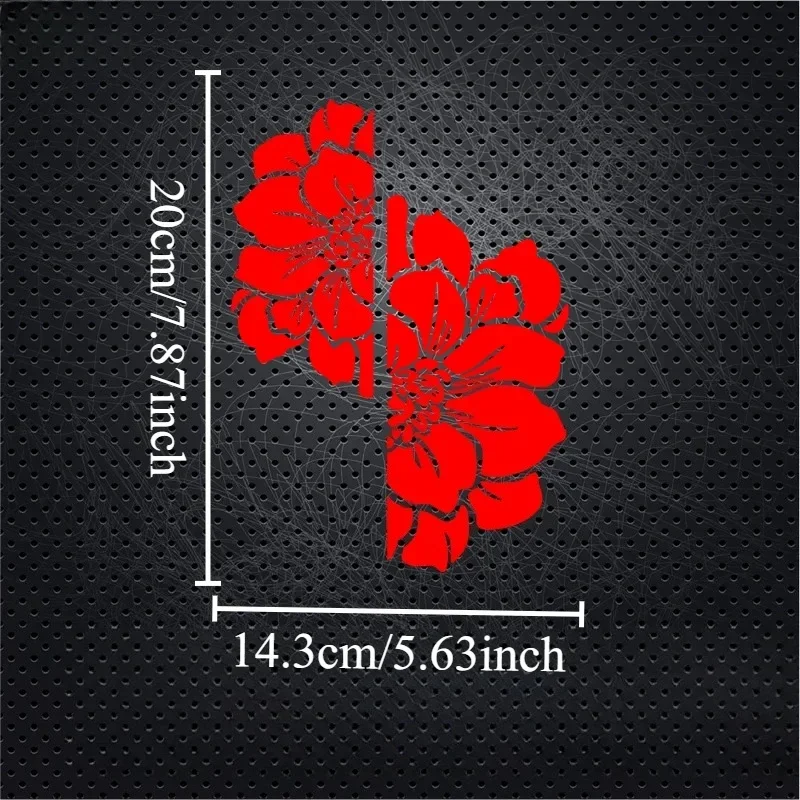 1pair 2D Flat Peony Flower Vinyl Sticker, Waterproof Decal for Car Door Body Decor, Holiday Gift