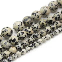 Natural Stone Black Spot Dalmation Jasper Round Loose Beads 15