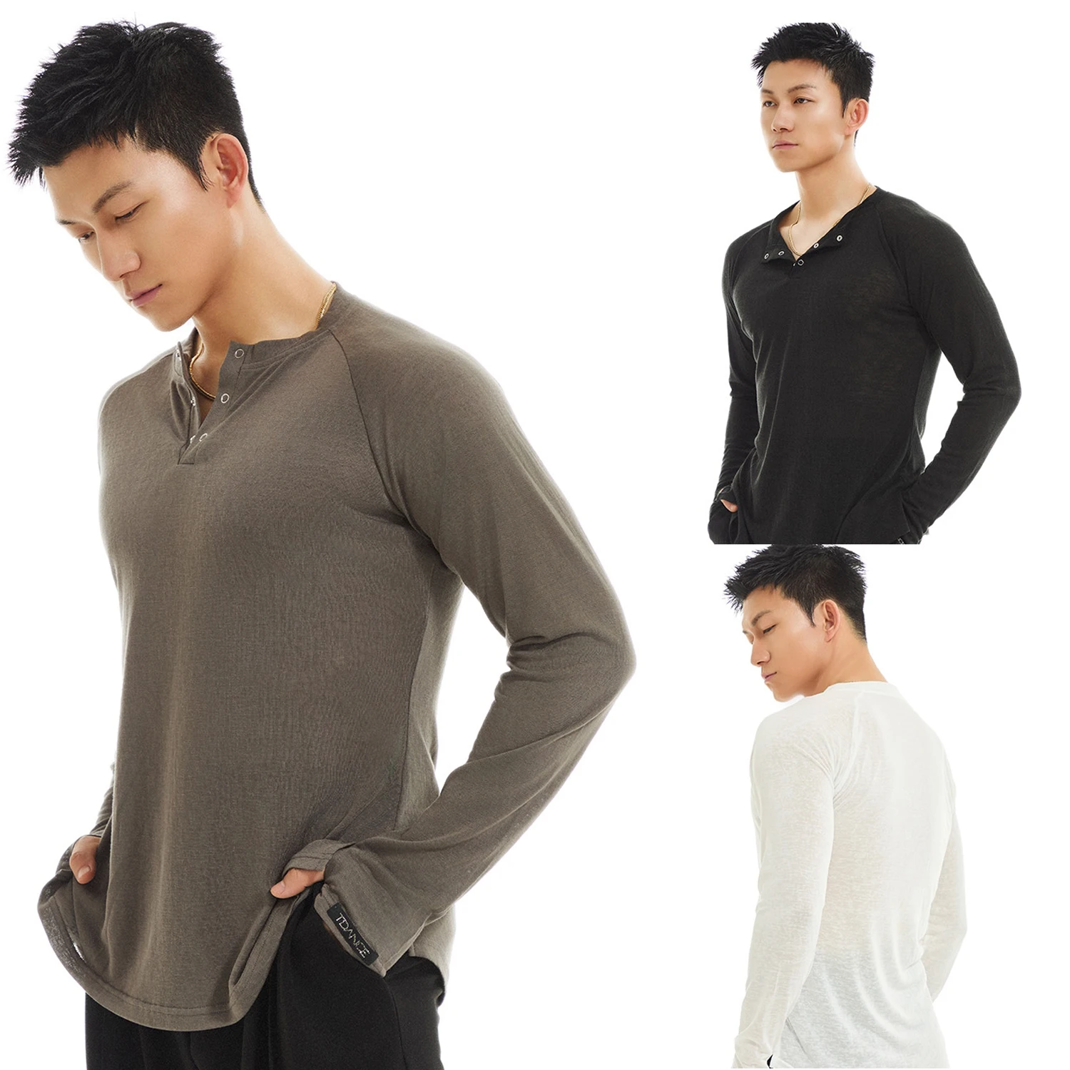 

Men Latin Dance Clothes Long Sleeves Tops White Black Practice Tops Rumba Salsa Dance Training Clothing Practice Wear DNV22996