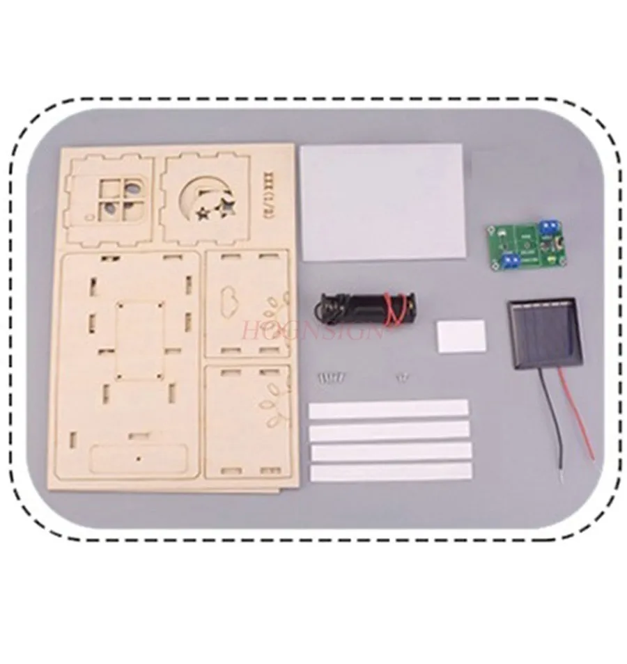 1 Juego de experimentos de ciencia física de cabina con energía Solar, pintura DIY hecha a mano para niños, modelo de madera