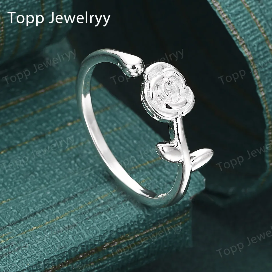 

Простое и изысканное кольцо из стерлингового серебра 925 пробы с розой, модное женское украшение, подарок на свадьбу или вечеринку