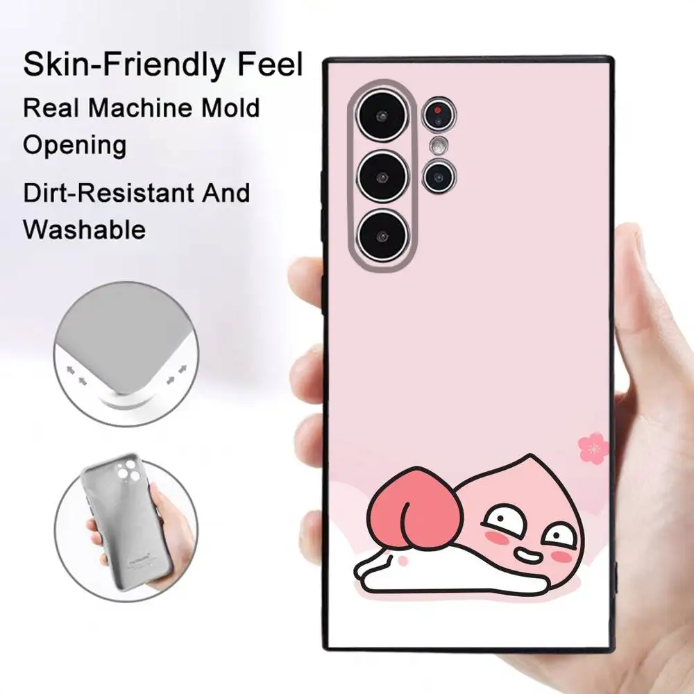 Cute A-Apeach K-Kakao Phone Case For Samsung Galaxy S25 S24 S22 S23 Ultra S21 S20 Plus 5G Frosted Non-Slip Full Cover Soft Case