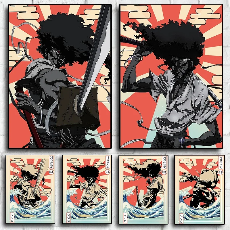 Japan Anime Classic Retro Painting Abstract Art Home Decor Afro Samurai Picture Study Room Living Cafe Wall Decor Canvas Posters