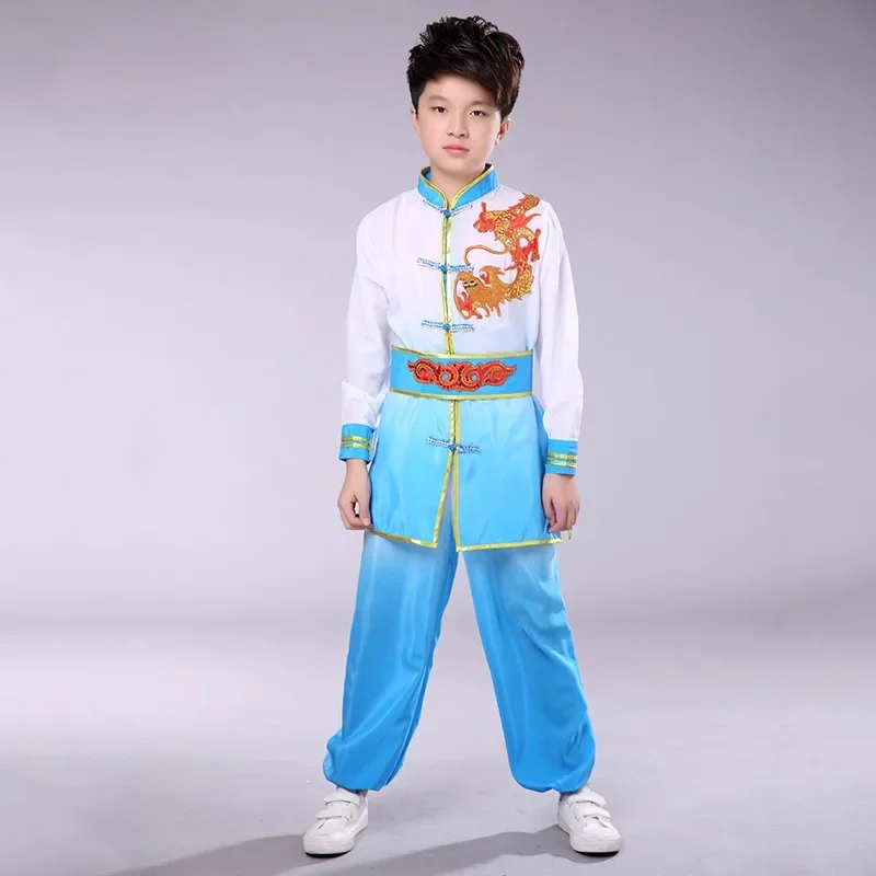 Chinese Traditional Wushu Costume Kid Kungfu Tai Chi Outfits Shaolin Martial Arts Stage Performance Uniforms For Boys Girls MN4